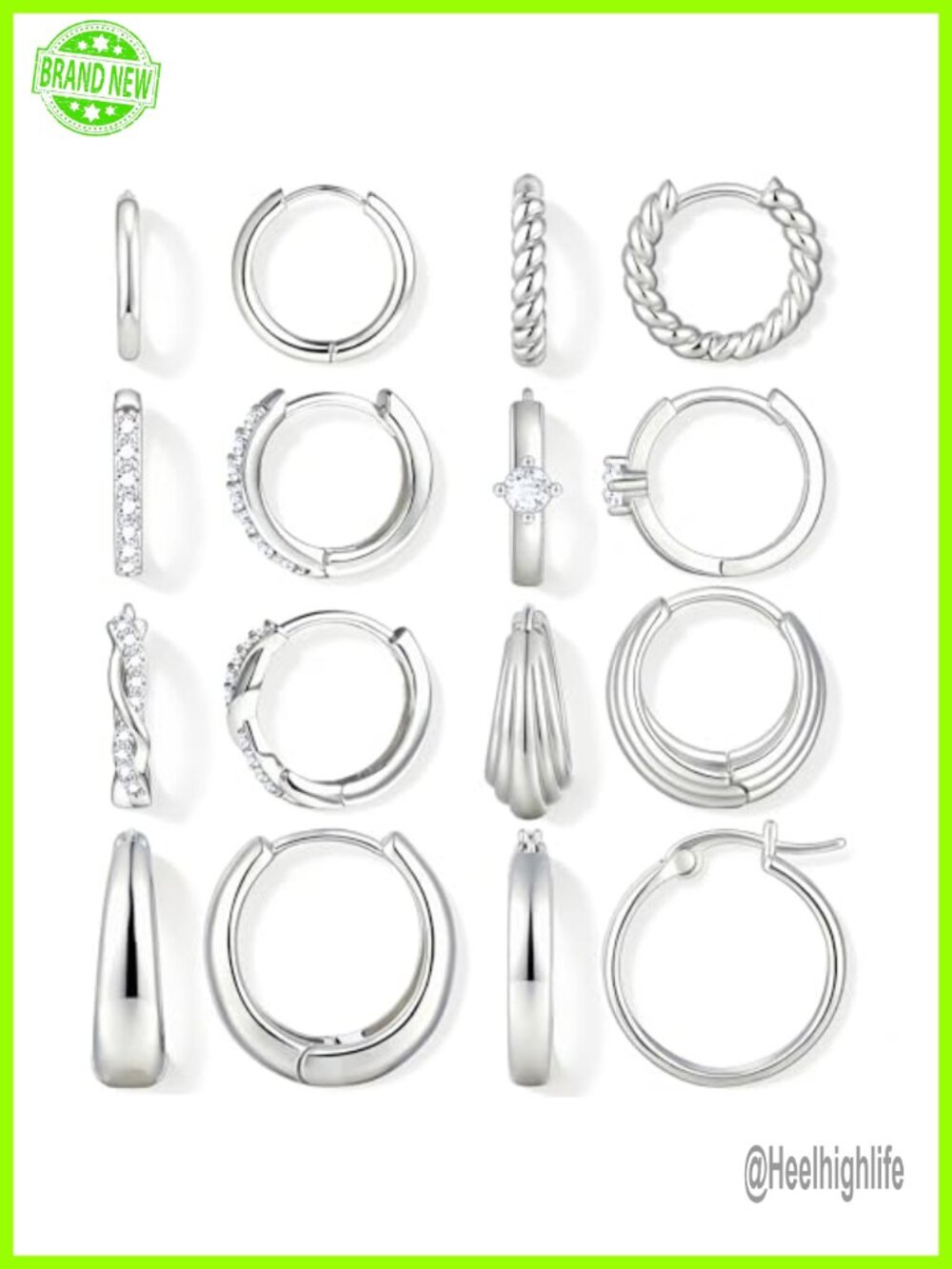 8 Pairs Gold Hoop Earrings Set for Women 14K Gold Plated
